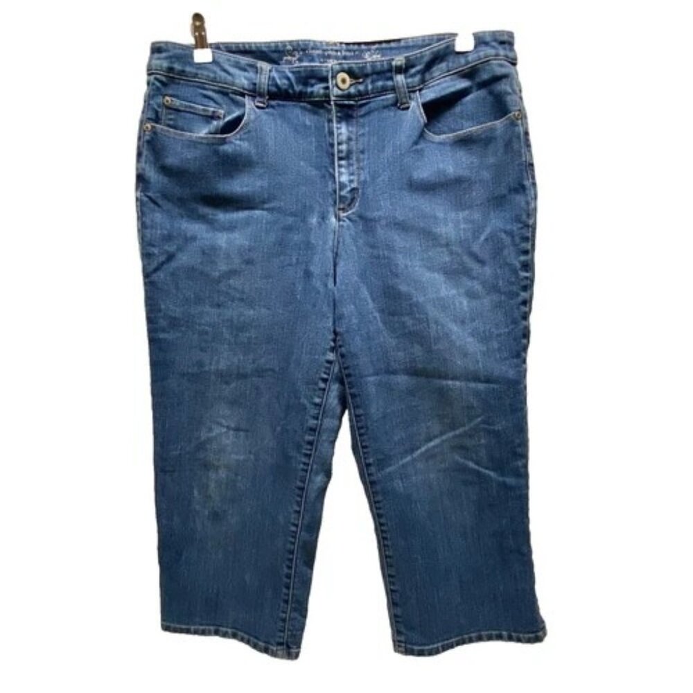 Christopher & Banks Modern Fit Capri Crop Pant Women's 16 Blue Denim Medium Wash